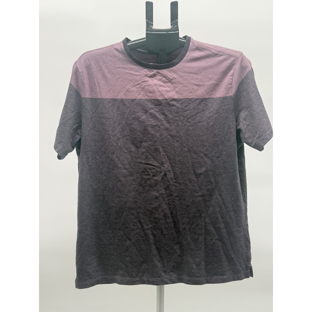 Robert Barakett Colorblock Crew Neck T-Shirt Men's M Purple Gray Short Sleeve‎